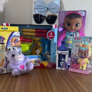 Baby Alive Spring Easter Bundle Plush Unicorn Toy Care Bears Cry Babies Purple